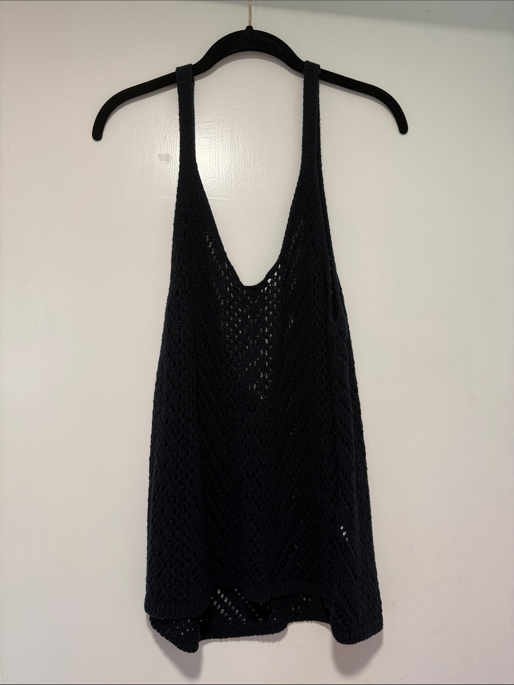 Abercrombie & Fitch Black Open-Knit Scoop Tank